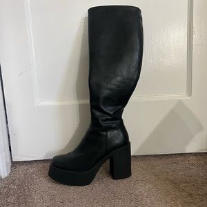 Lamoda slick nicks knee high platform boots black